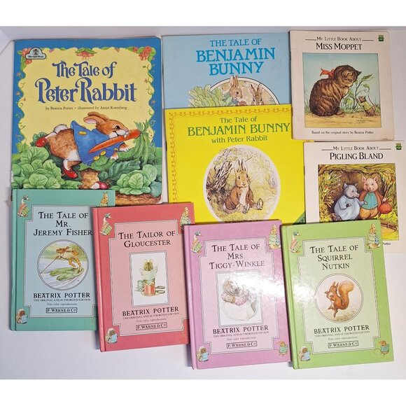 9 Beatrix Potter Book Lot Peter Rabbit Benjamin Bunny Nutkin Moppet Tiggy Fisher - Picture 2 of 8